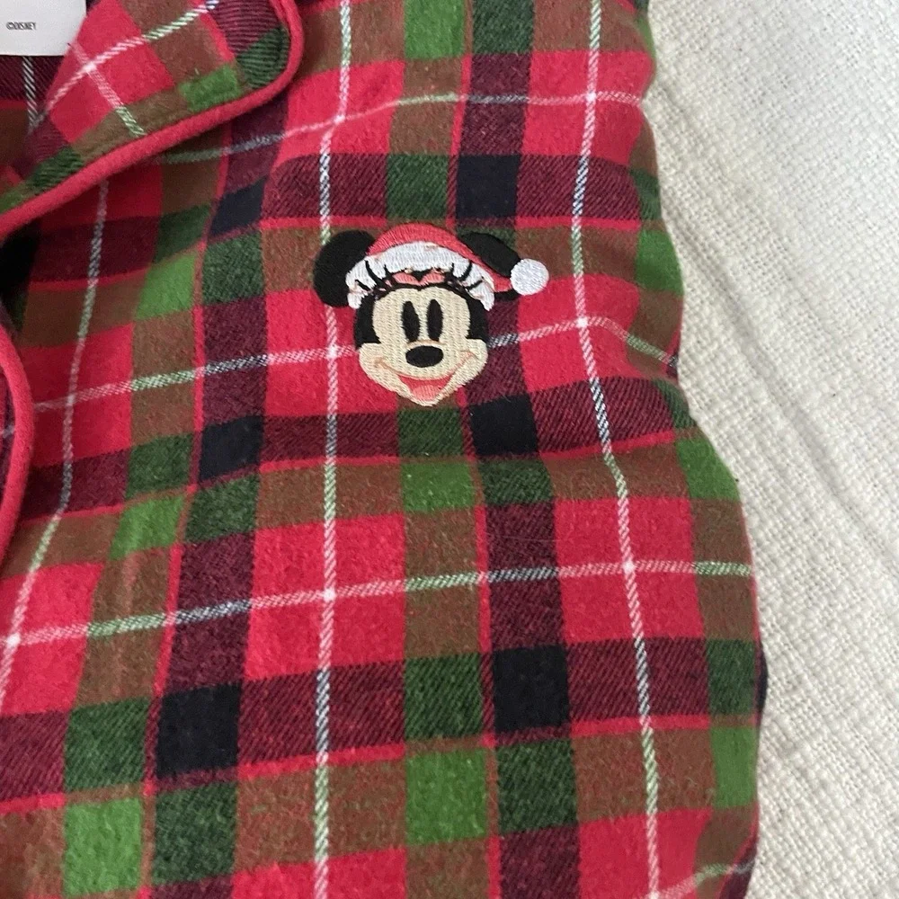 Disney Parks Women's 3XL Red Green Plaid Flannel Santa‎ Mickey Mouse Pajama Set - Picture 6 of 6